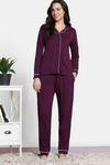 Zivame Winter Whispers Knit Cotton Pyjama Set - Pickled Beet — thumbnail 2